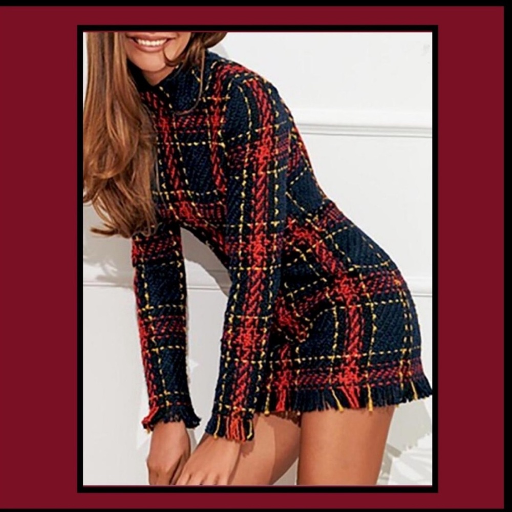 Tweed plaid mini dress
